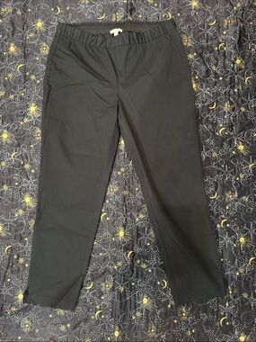 Eileen Fisher Black Cropped Stretch Pull-On Pants